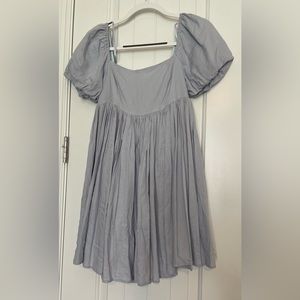 NWOT Pastel Blue Flowy Puff Sleeve Babydoll Dress